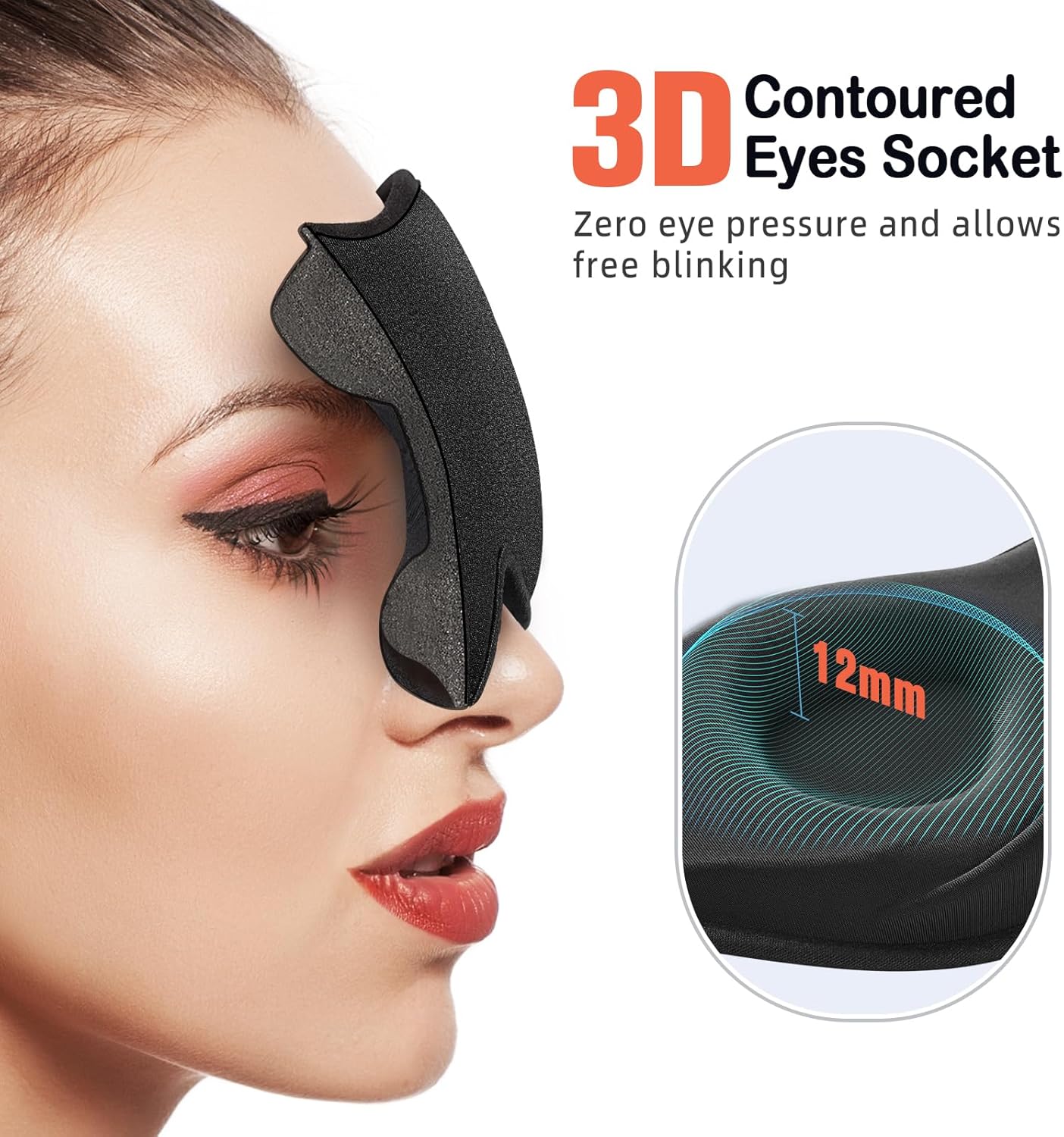 LitBear Sleep Mask for Side Sleeper Women Men, Eye Mask for Sleeping Light Blocking, 3D Contoured Cup Sleeping Mask, Soft Breathable Sleep Eye Mask with Adjustable Elastic Strap for Travel - Image 4